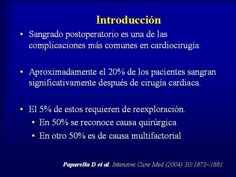 Diapositiva 1 de Efectos deletéreos de la transfusión masiva en cardiocirugía