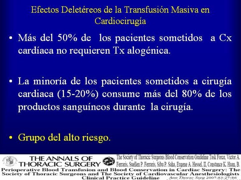 Diapositiva 24 de Efectos deletéreos de la transfusión masiva en cardiocirugía
