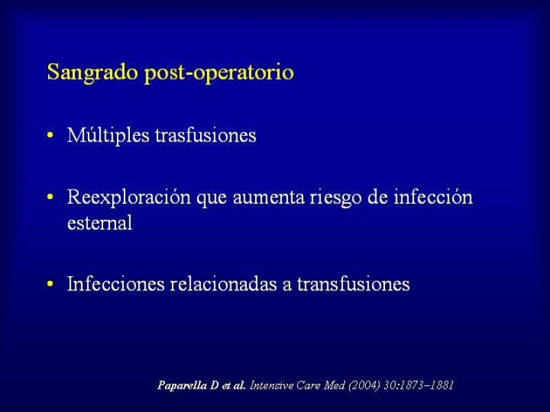 Diapositiva 5 de Efectos deletéreos de la transfusión masiva en cardiocirugía