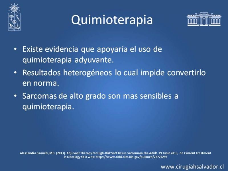 Diapositiva 8 de Adyuvancia y Neoadyuvancia en Sarcomas