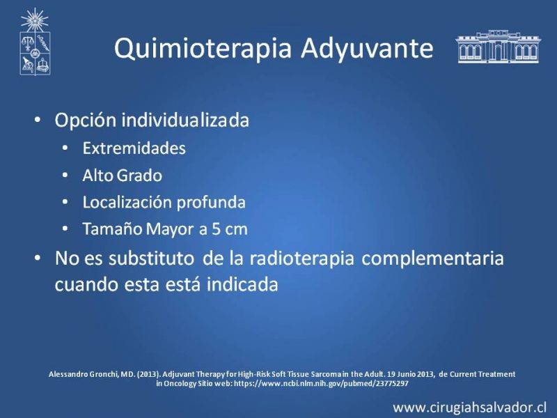 Diapositiva 9 de Adyuvancia y Neoadyuvancia en Sarcomas