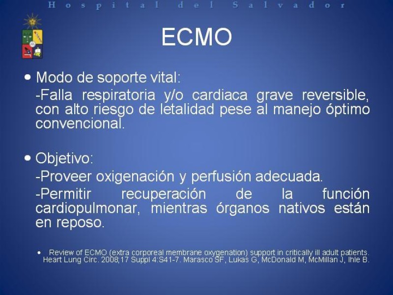 Diapositiva 2 de ECMO : Extra Corporeal Membrane Oxigenation