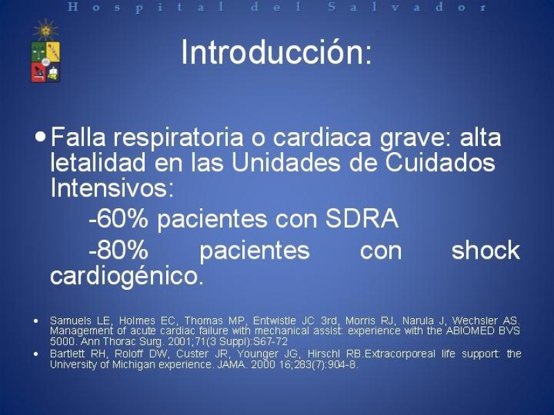 Diapositiva 1 de ECMO : Extra Corporeal Membrane Oxigenation