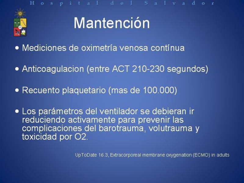 Diapositiva 16 de ECMO : Extra Corporeal Membrane Oxigenation