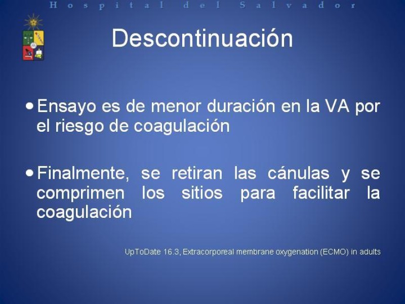 Diapositiva 19 de ECMO : Extra Corporeal Membrane Oxigenation
