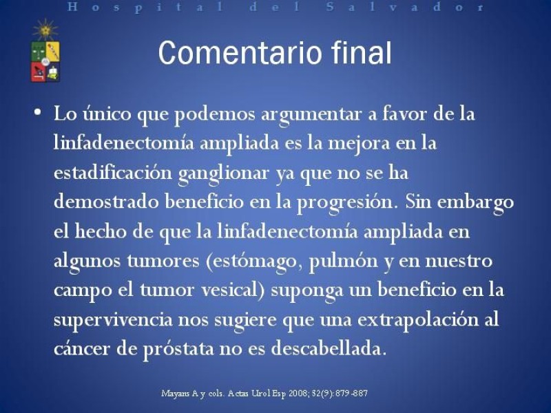 Diapositiva 28 de Linfadenectomía Ampliada vs Estándar en Cáncer de Próstata
