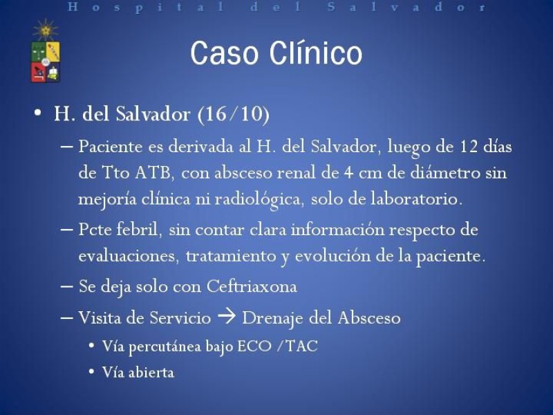 Diapositiva 8 de Manejo de los Abscesos Renales y Perinefríticos a propósito de un caso clínico