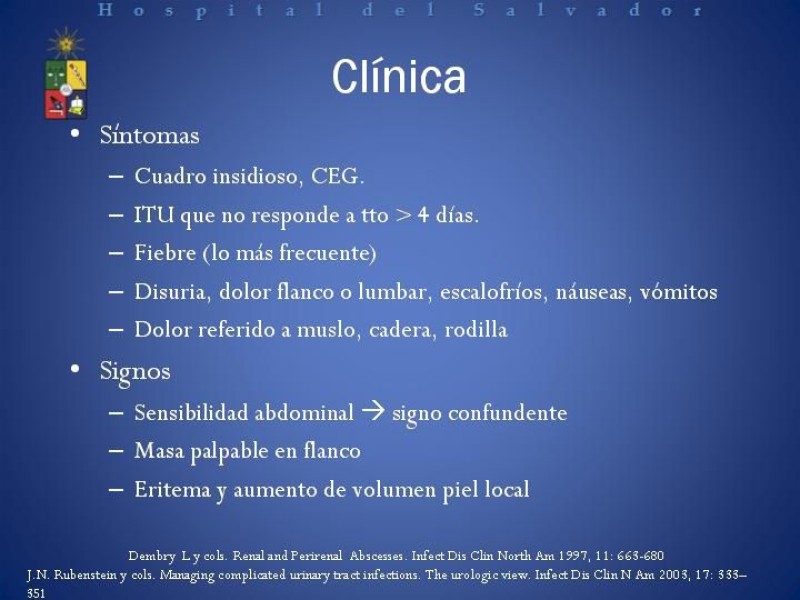Diapositiva 20 de Manejo de los Abscesos Renales y Perinefríticos a propósito de un caso clínico