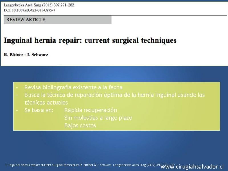 Diapositiva 14 de Alternativas actuales en el tratamiento de la Hernia Inguinal