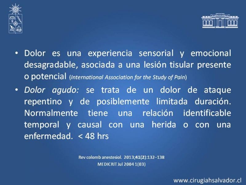 Diapositiva 1 de Manejo del dolor agudo postoperatorio