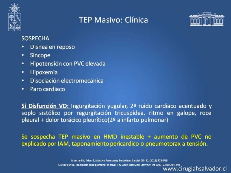 Diapositiva 11 de TEP Masivo: Diagnóstico y manejo