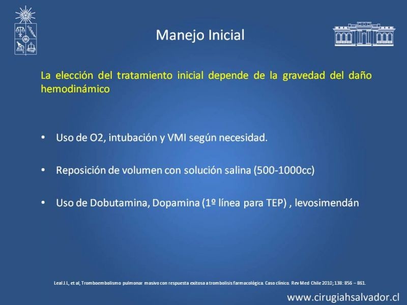 Diapositiva 21 de TEP Masivo: Diagnóstico y manejo