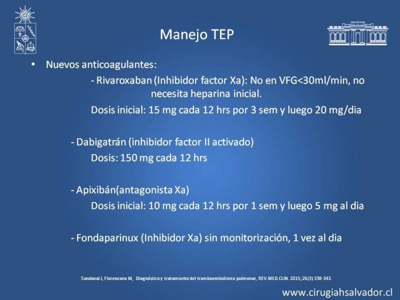 Diapositiva 29 de TEP Masivo: Diagnóstico y manejo