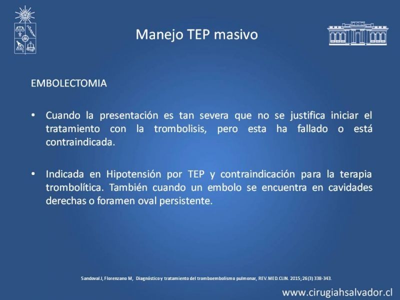 Diapositiva 33 de TEP Masivo: Diagnóstico y manejo