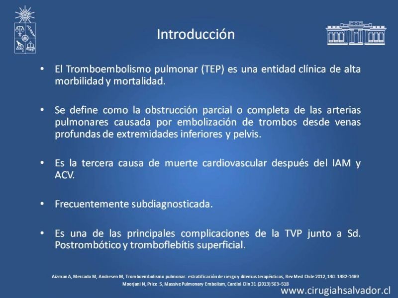 Diapositiva 1 de TEP Masivo: Diagnóstico y manejo