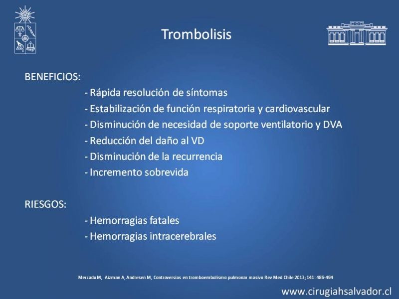 Diapositiva 24 de TEP Masivo: Diagnóstico y manejo
