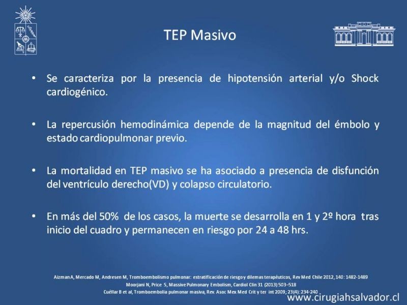 Diapositiva 4 de TEP Masivo: Diagnóstico y manejo