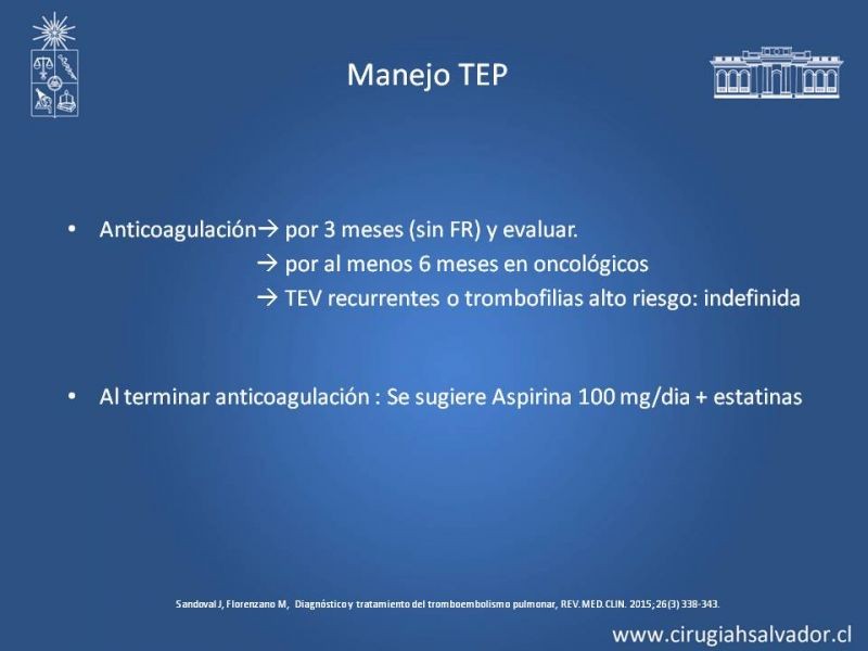 Diapositiva 28 de TEP Masivo: Diagnóstico y manejo