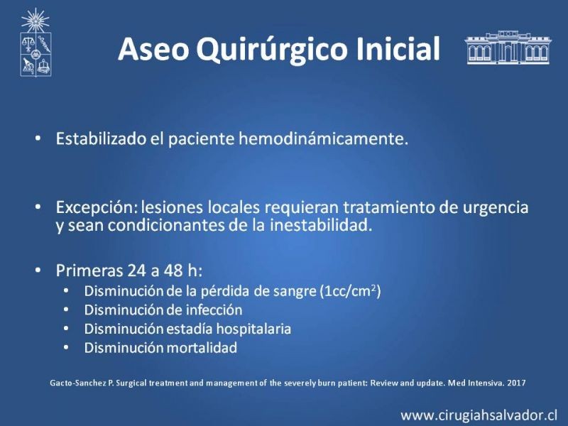 Diapositiva 9 de Manejo Quirúrgico del Gran Quemado