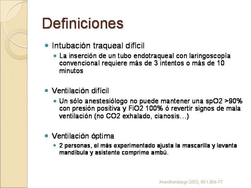 Diapositiva 2 de Manejo de la Vía Aérea Difícil