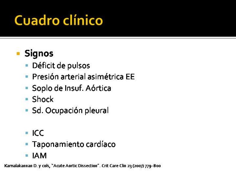 Diapositiva 15 de Disección de Aorta Torácica