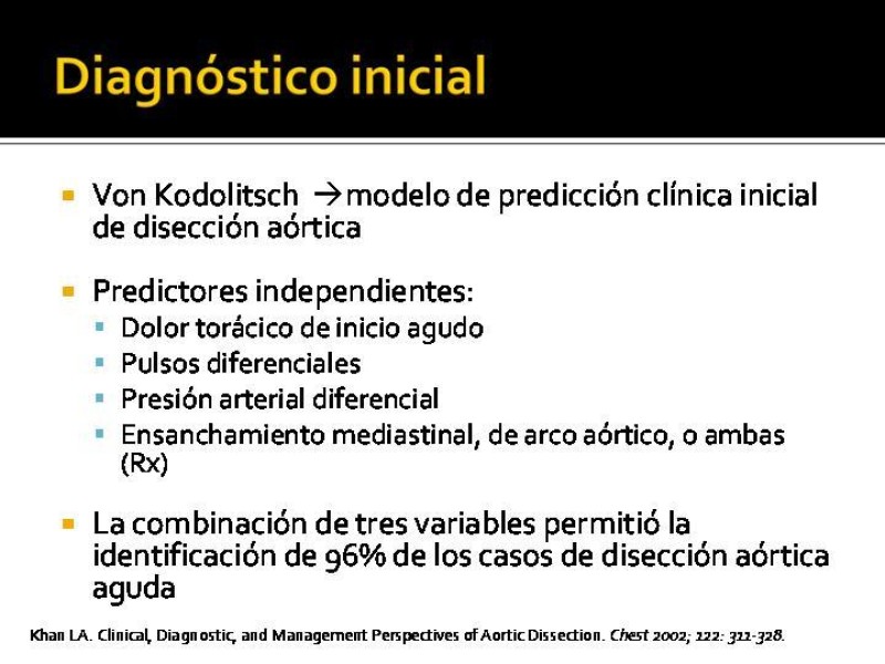 Diapositiva 17 de Disección de Aorta Torácica