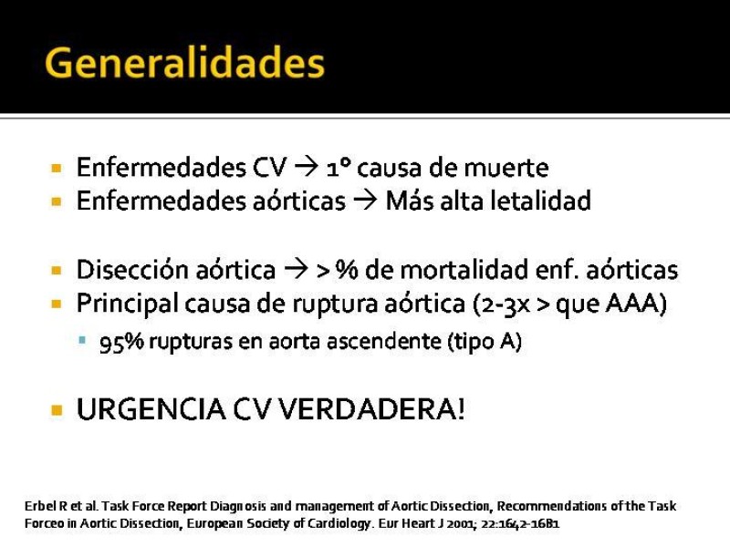 Diapositiva 1 de Disección de Aorta Torácica