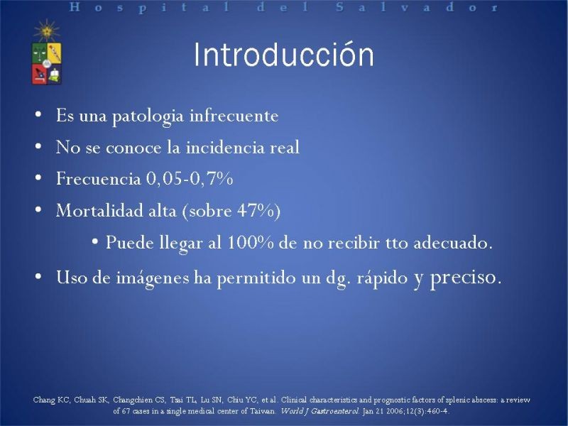 Diapositiva 1 de Abscesos Esplénicos
