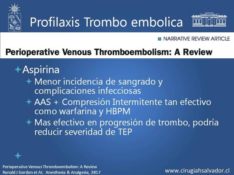 Diapositiva 17 de Profilaxis de Trombo-embolismo peri-operatorio