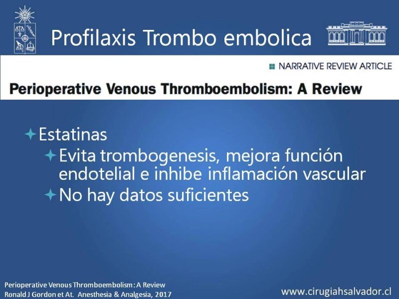 Diapositiva 19 de Profilaxis de Trombo-embolismo peri-operatorio