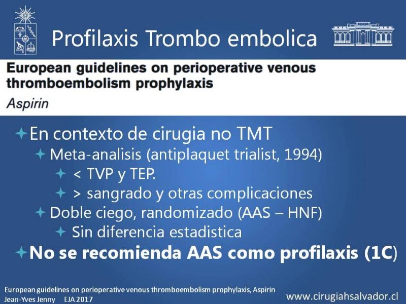 Diapositiva 23 de Profilaxis de Trombo-embolismo peri-operatorio