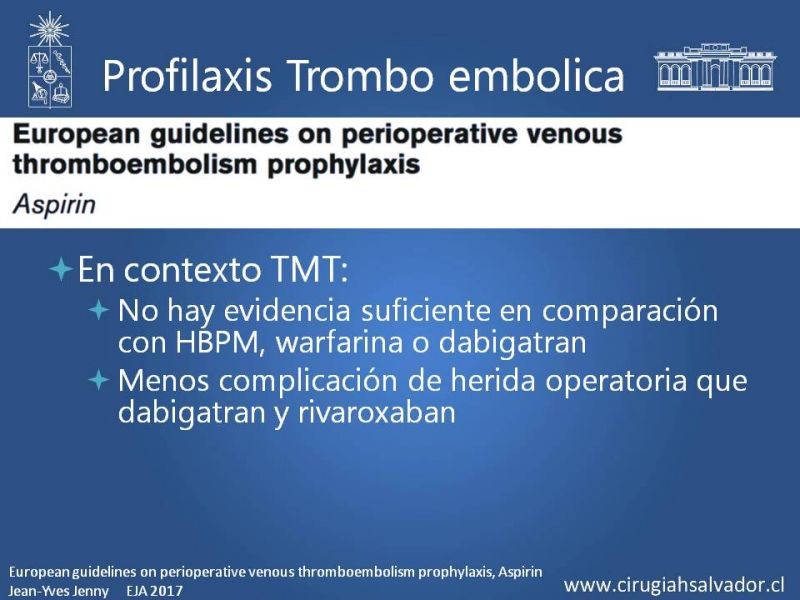 Diapositiva 22 de Profilaxis de Trombo-embolismo peri-operatorio