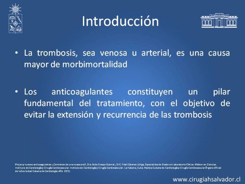 Diapositiva 2 de Anticoagulantes tradicionales y nuevos