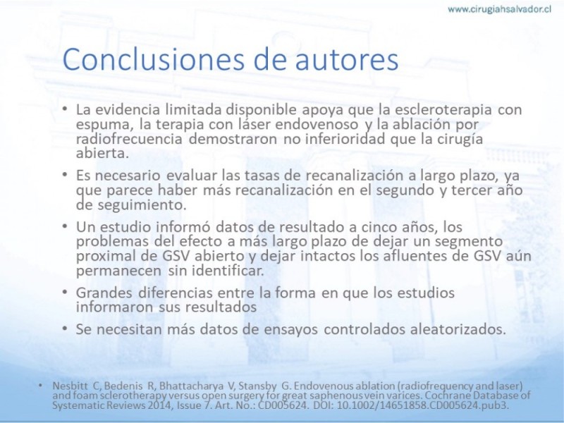 Diapositiva 30 de Safenectomía: Técnica y resultados a largo plazo