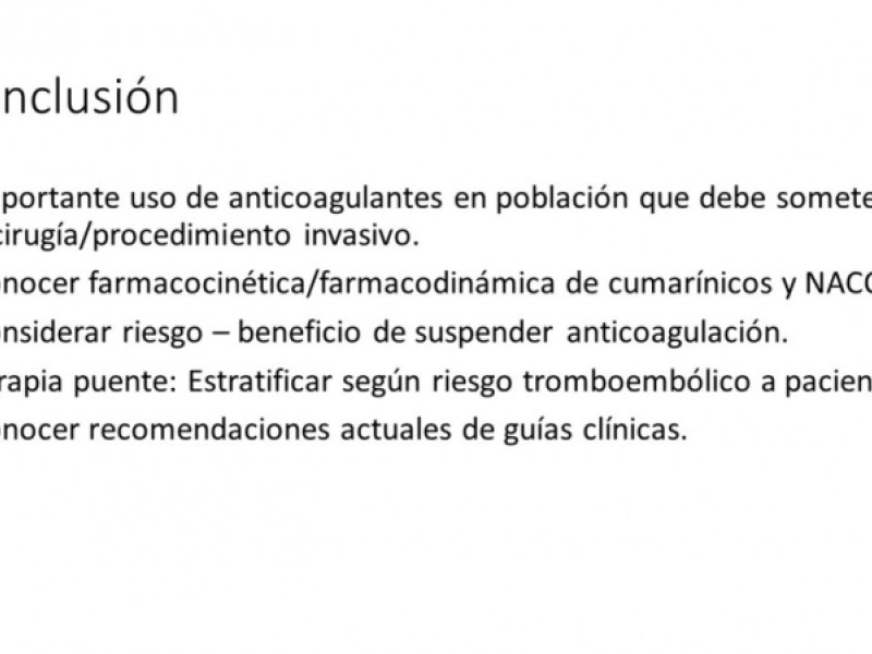 Diapositiva 32 de ¿ Cuándo suspender la anticoagulación oral para una cirugía ?