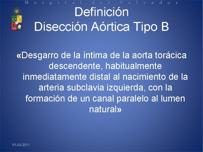 Diapositiva 1 de Manejo Disección Aórtica Tipo B