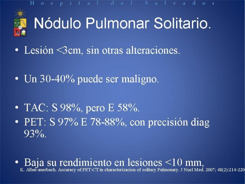 Diapositiva 8 de PET-CT en cáncer de Pulmón