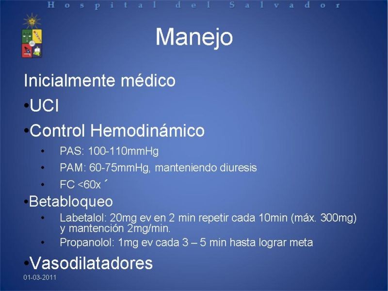 Diapositiva 9 de Manejo Disección Aórtica Tipo B