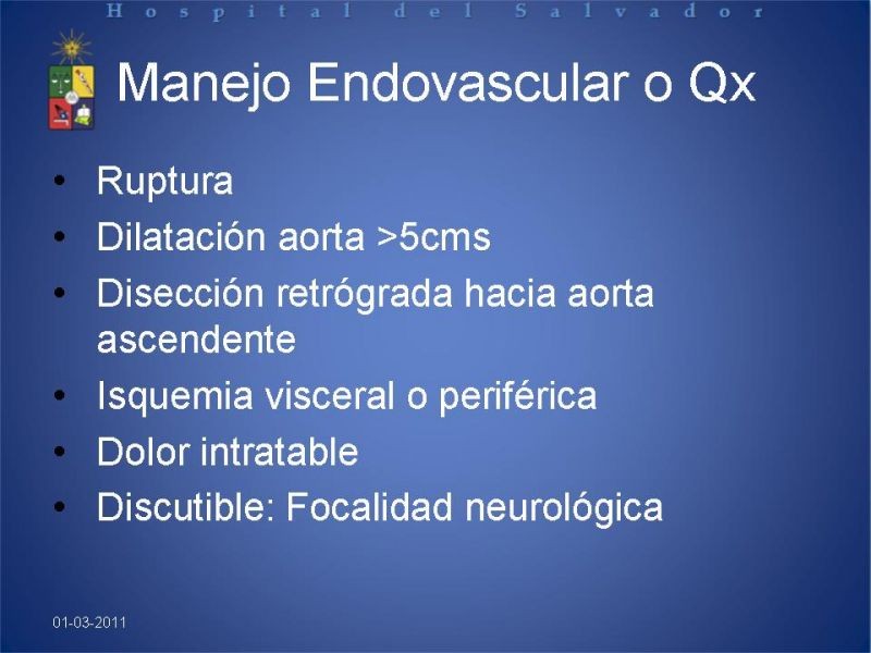 Diapositiva 11 de Manejo Disección Aórtica Tipo B