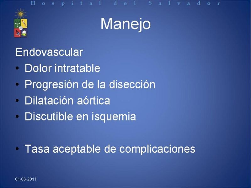 Diapositiva 12 de Manejo Disección Aórtica Tipo B