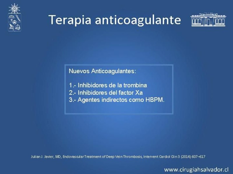Diapositiva 6 de Manejo Quirúrgico de la TVP