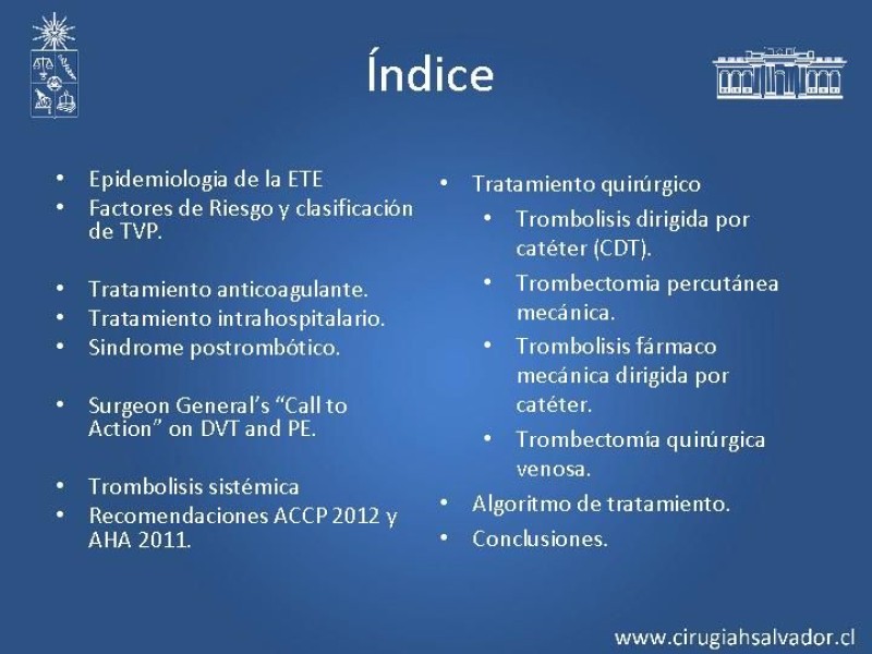 Diapositiva 1 de Manejo Quirúrgico de la TVP