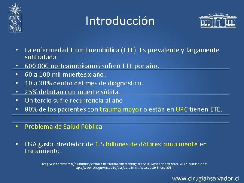 Diapositiva 2 de Manejo Quirúrgico de la TVP