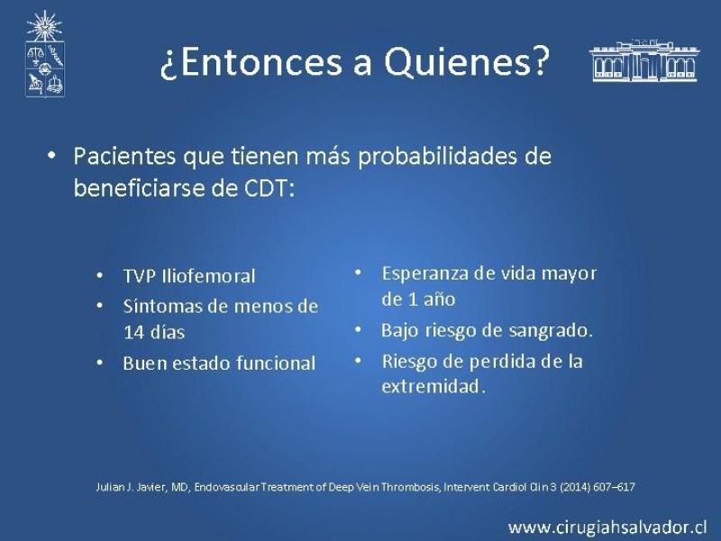 Diapositiva 14 de Manejo Quirúrgico de la TVP