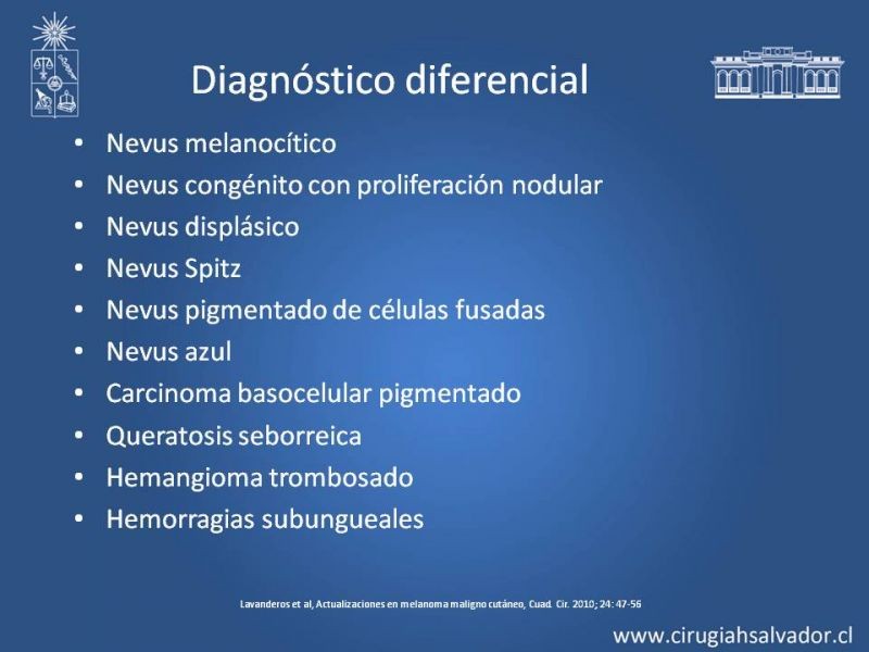 Diapositiva 10 de Estudio, diagnóstico y clasificación del Melanoma