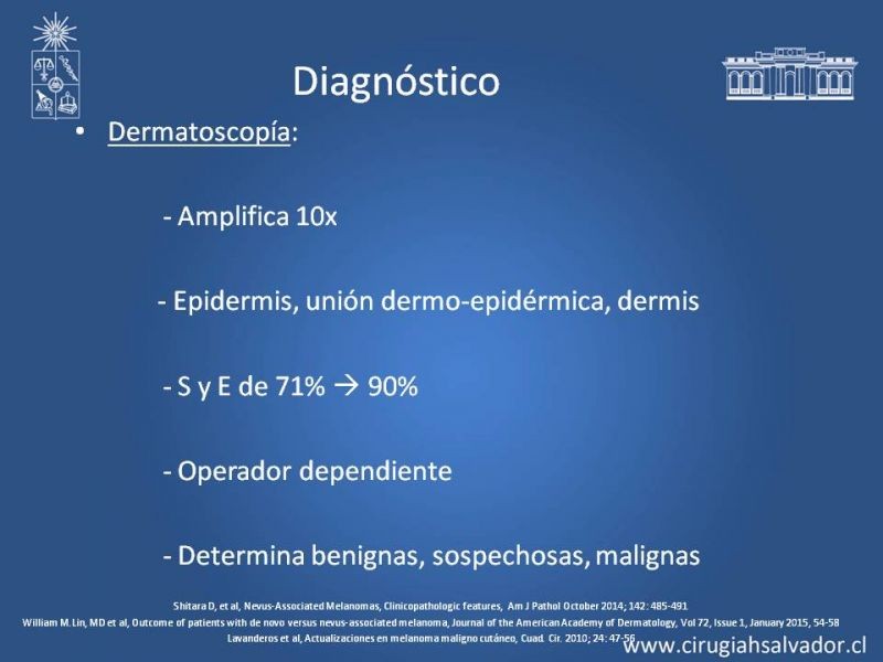 Diapositiva 8 de Estudio, diagnóstico y clasificación del Melanoma