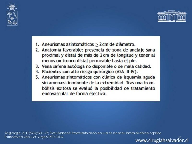 Diapositiva 31 de Aneurismas Periféricos