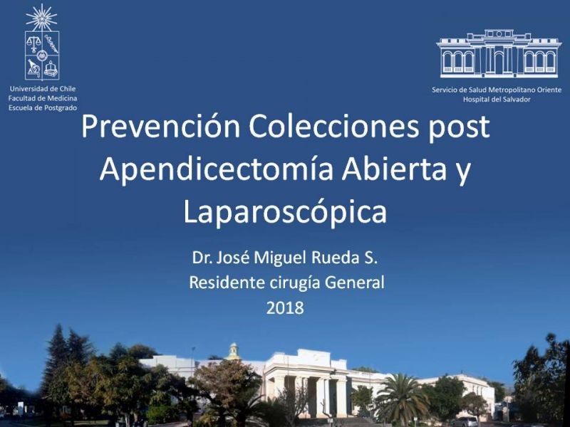 Diapositiva 21 de Prevención Colecciones post Apendicectomía Abierta y Laparoscópica