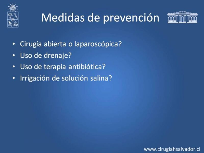 Diapositiva 12 de Prevención Colecciones post Apendicectomía Abierta y Laparoscópica
