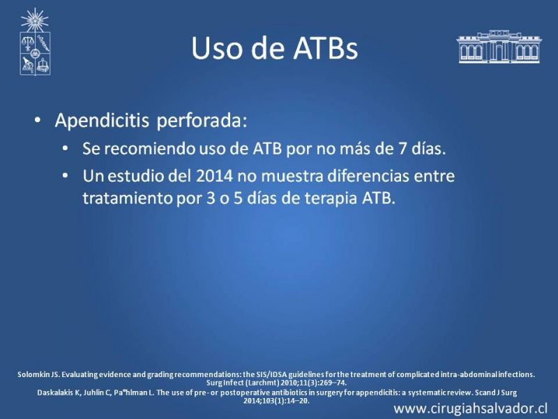 Diapositiva 17 de Prevención Colecciones post Apendicectomía Abierta y Laparoscópica
